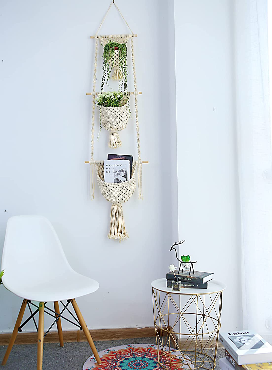 3 Tier Macrame Wall Hanging Storage Organizer - Leechoo